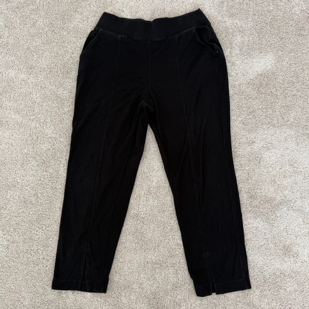 Pact Organic Cotton Black High Rise Split Hem Crop Pants‎ Womens Medium - Picture 8 of 11